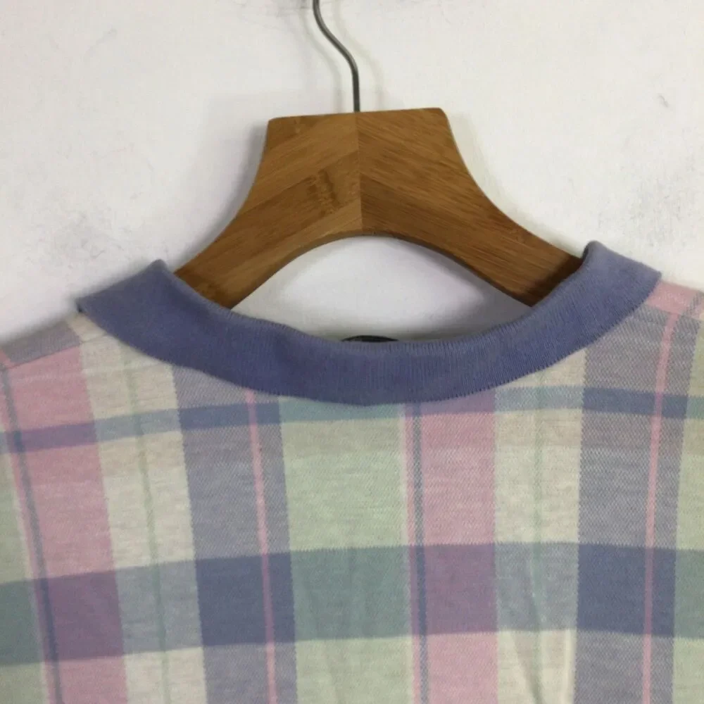 Polo by Ralph Lauren Mens Vintage 90’s Polo Shirt Pastel Pink Blue Plaid Size XL